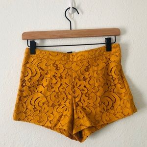 F21 Mustard Lace Shorts
